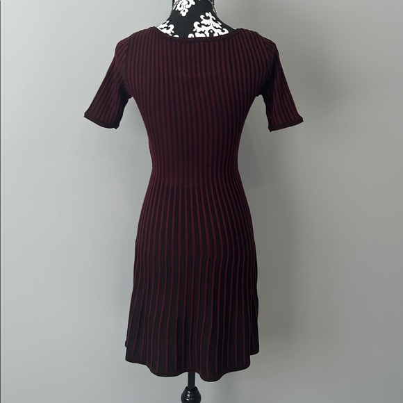 Marc New York Burgundy and Black Striped Midi Dress - Picture 4 of 6